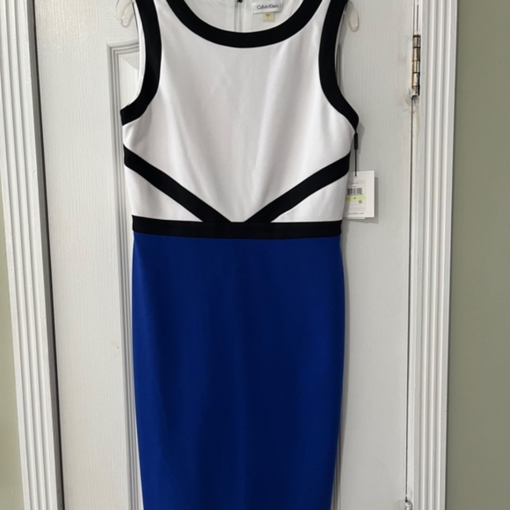 CALVIN KLEIN Colorblock Sheath Dress/Size 4 - Picture 3 of 9